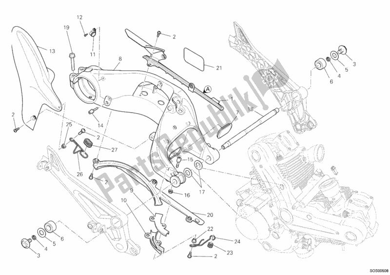 Todas as partes de Braço Oscilante do Ducati Monster 796 ABS USA 2011